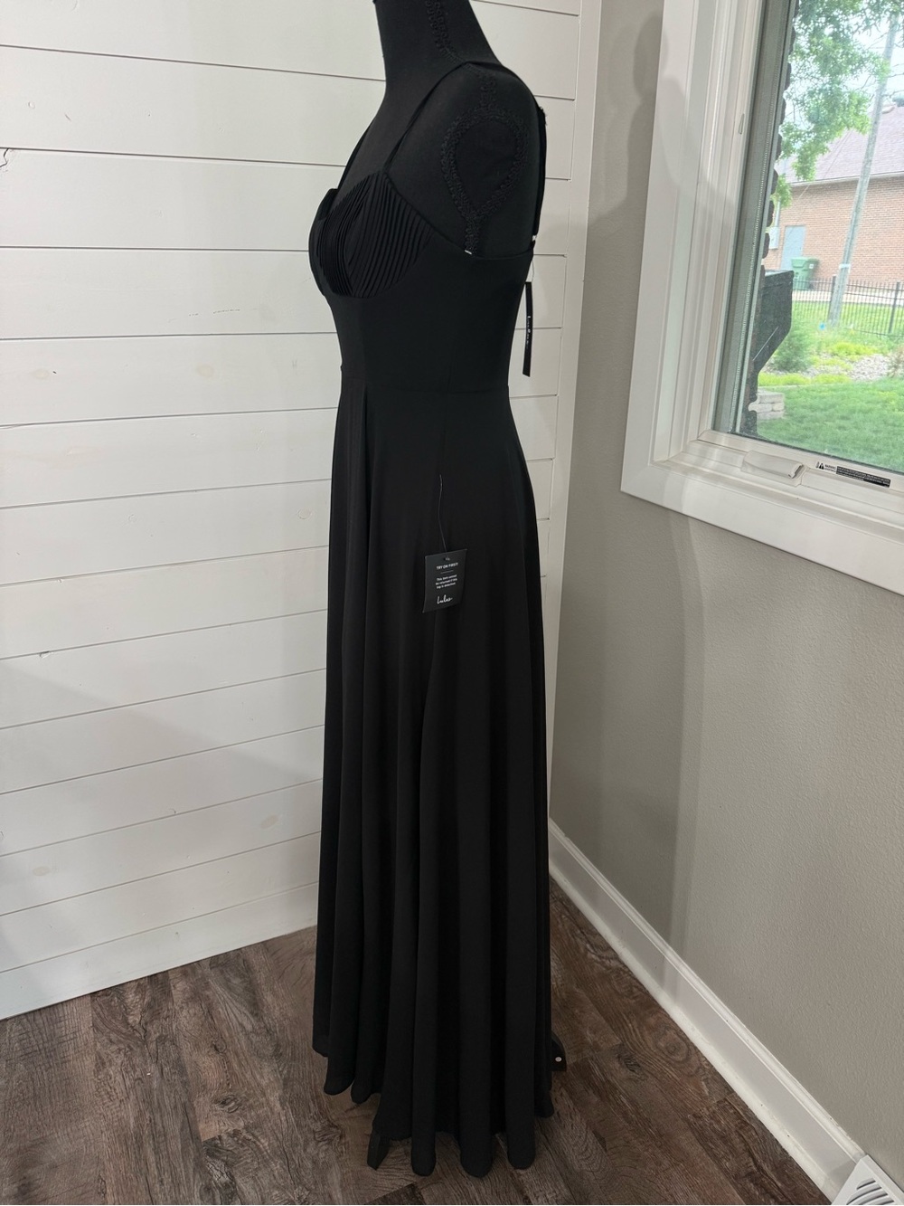 Lulus Cause For Commotion Black Maxi Dress Small Pleated Bustier Formal NWT - Picture 5 of 13